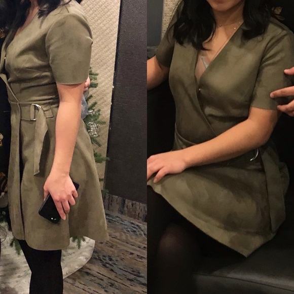 Dynamite Olive Green V-Neck Dress - Picture 3 of 3